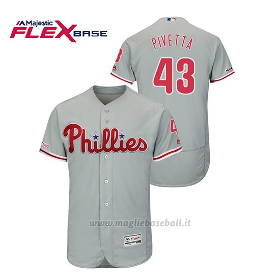Maglia Baseball Uomo Philadelphia Phillies Nick Pivetta 150th Aniversario Patch Flex Base Grigio